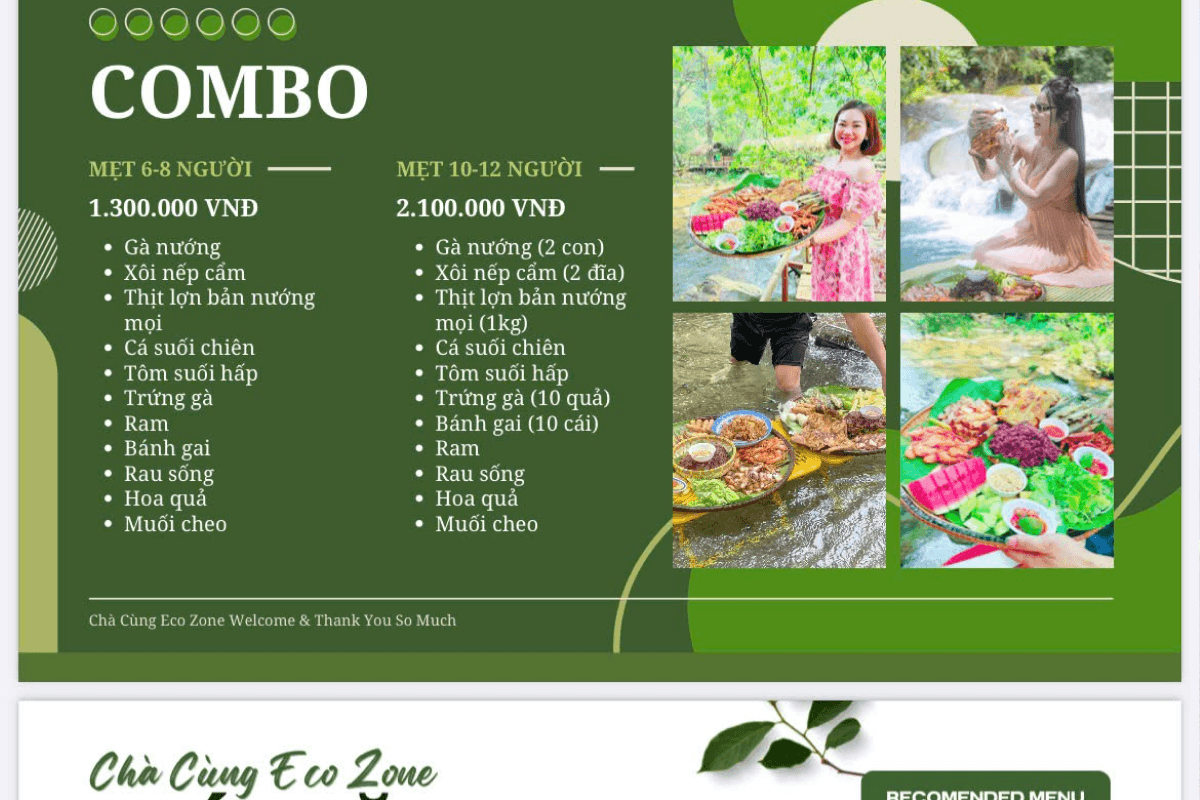 Giá đồ ăn ở suối Chà Cùng bao nhiêu?